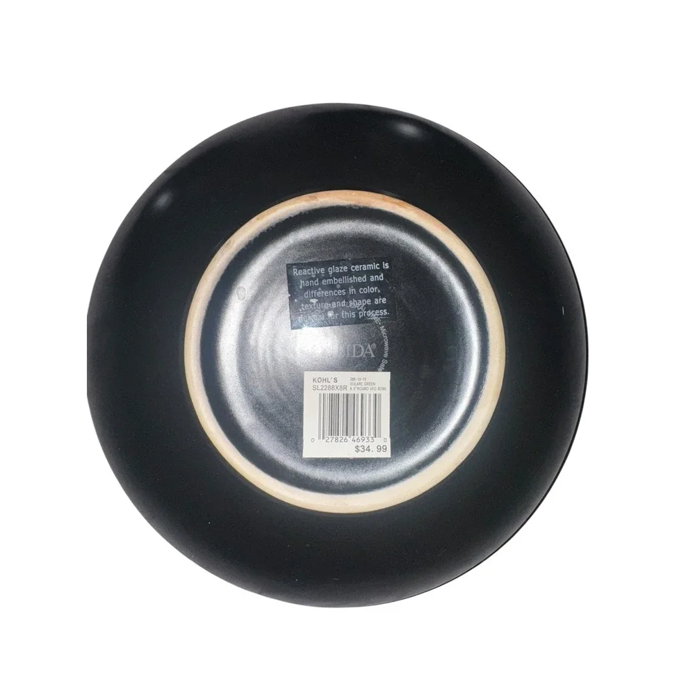 Oneida‎ Reactive Glaze Ceramic Bowls Green Black Vine Pattern Set of 3
